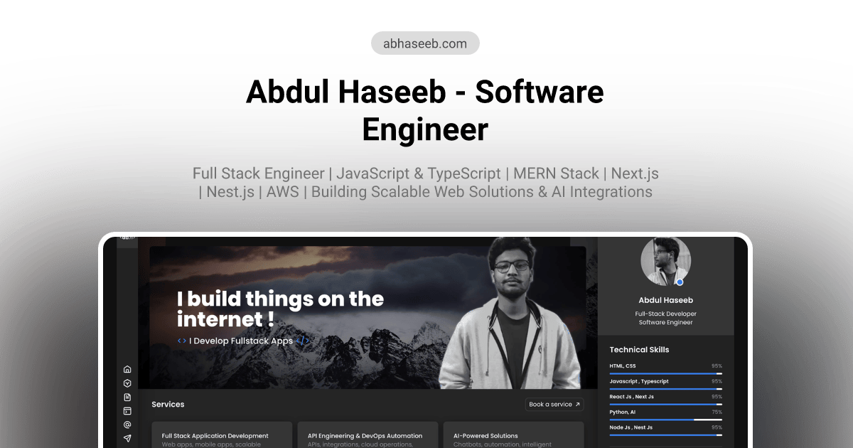 Abdul Haseeb – Full Stack Developer | Next.js, Nest.js & AI